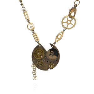 Handmade Steampunk Clock Face Necklace | Upcycled Bronze & Gold Tone Jewelry